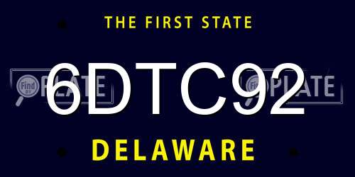 6DTC92 Delaware License Plate