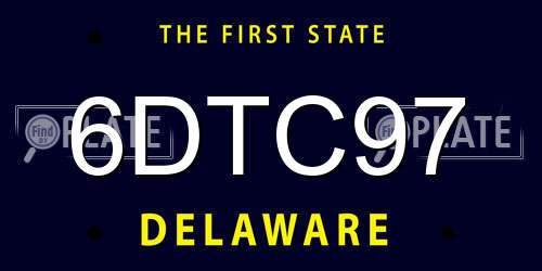 6DTC97 Delaware License Plate