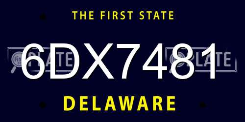 6DX7481 Delaware License Plate
