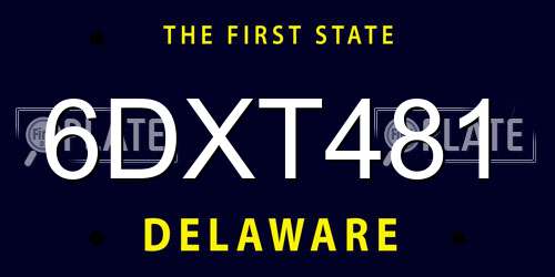 6DXT481 Delaware License Plate