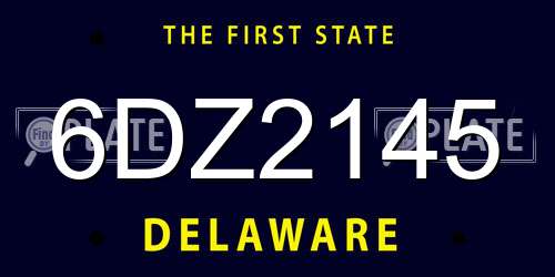 6DZ2145 Delaware License Plate