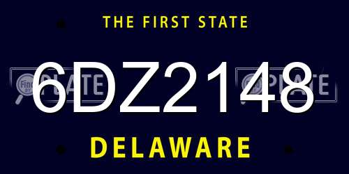 6DZ2148 Delaware License Plate