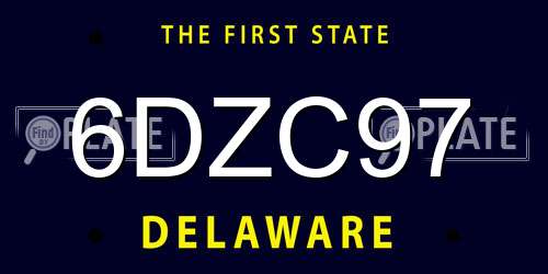 6DZC97 Delaware License Plate
