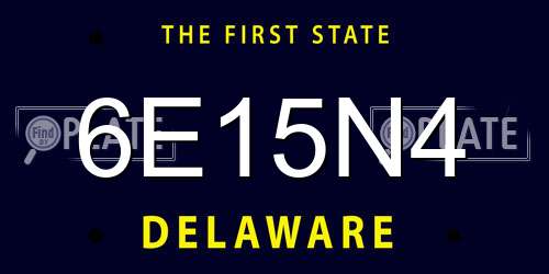6E15N4 Delaware License Plate