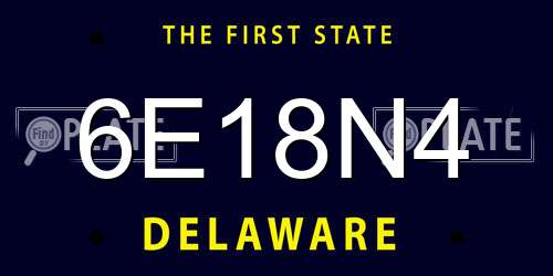 6E18N4 Delaware License Plate