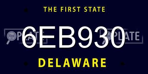 6EB930 Delaware License Plate