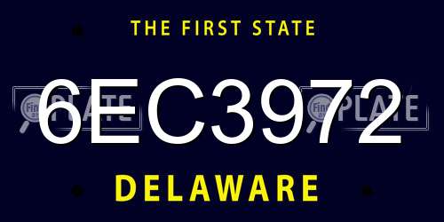 6EC3972 Delaware License Plate