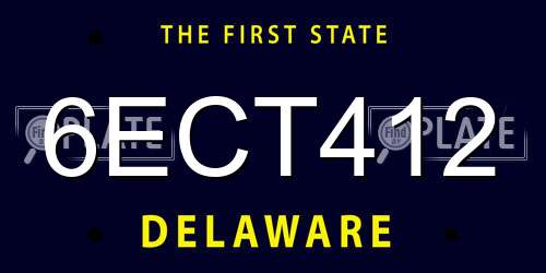 6ECT412 Delaware License Plate