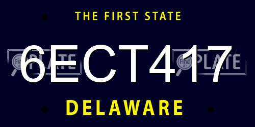 6ECT417 Delaware License Plate