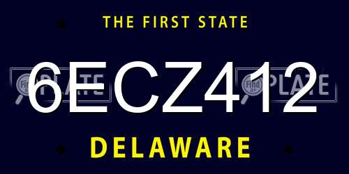 6ECZ412 Delaware License Plate