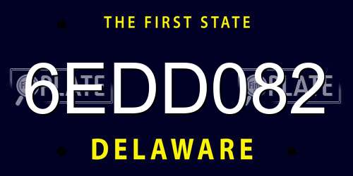 6EDD082 Delaware License Plate