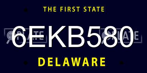 6EKB580 Delaware License Plate
