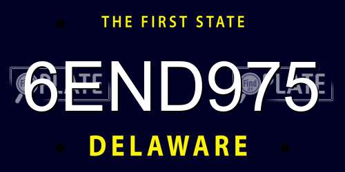 6END975 Delaware License Plate