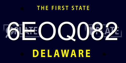 6EOQ082 Delaware License Plate