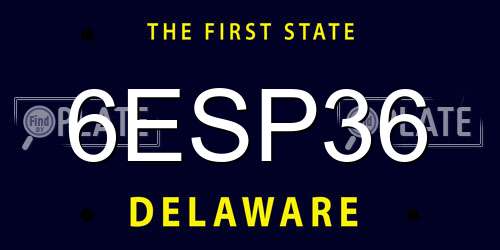 6ESP36 Delaware License Plate