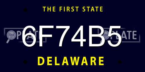 6F74B5 Delaware License Plate
