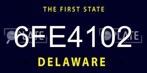 6FE4102 Delaware License Plate
