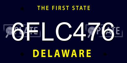 6FLC476 Delaware License Plate
