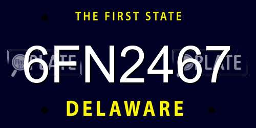 6FN2467 Delaware License Plate