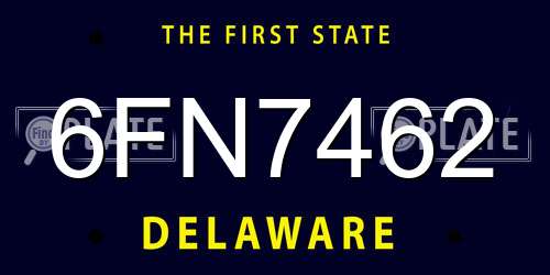 6FN7462 Delaware License Plate