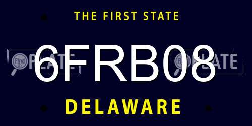 6FRB08 Delaware License Plate