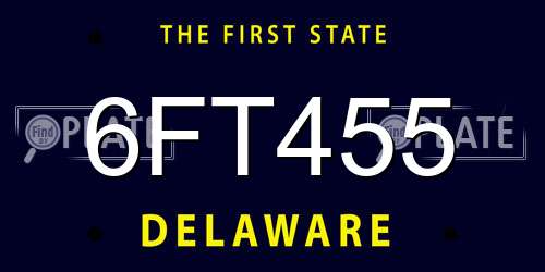 6FT455 Delaware License Plate