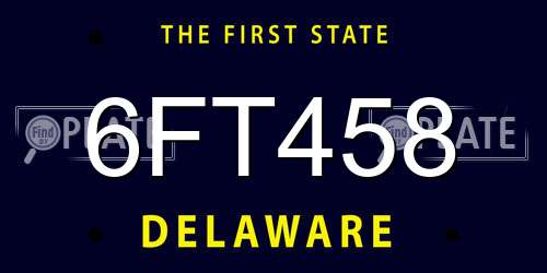 6FT458 Delaware License Plate