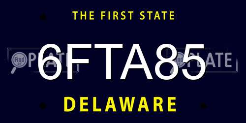 6FTA85 Delaware License Plate