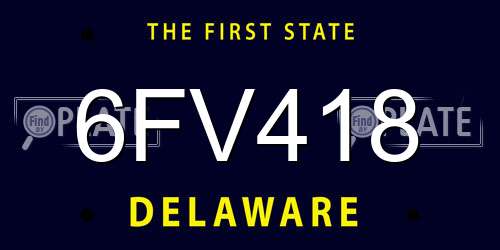 6FV418 Delaware License Plate
