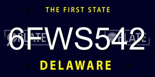 6FWS542 Delaware License Plate