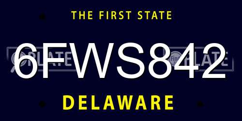 6FWS842 Delaware License Plate