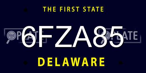6FZA85 Delaware License Plate