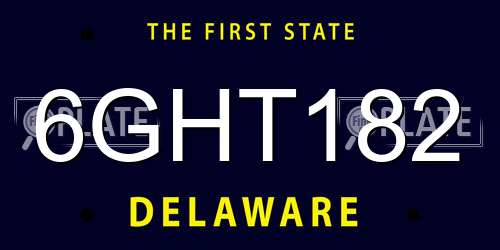 6GHT182 Delaware License Plate