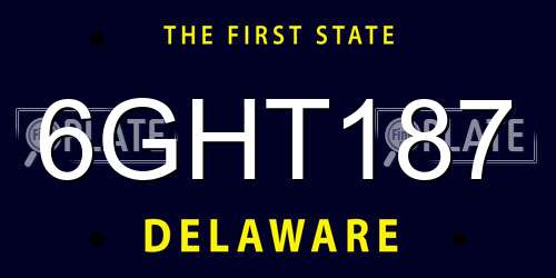 6GHT187 Delaware License Plate
