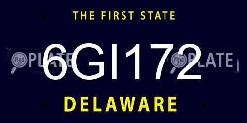 6GI172 Delaware License Plate