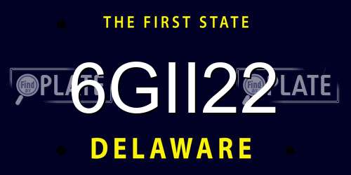 6GII22 Delaware License Plate