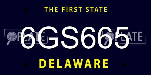 6GS665 Delaware License Plate