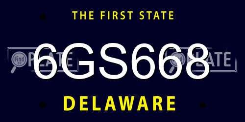 6GS668 Delaware License Plate