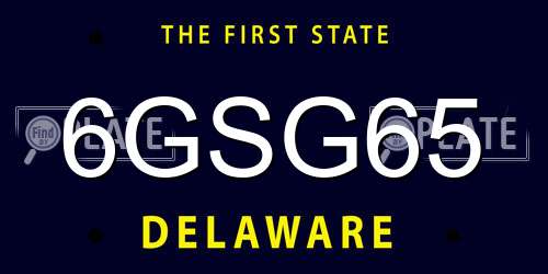 6GSG65 Delaware License Plate