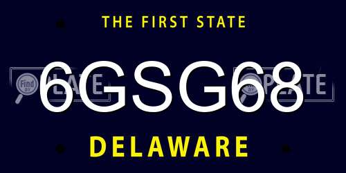 6GSG68 Delaware License Plate