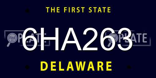 6HA263 Delaware License Plate