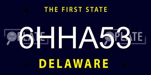 6HHA53 Delaware License Plate