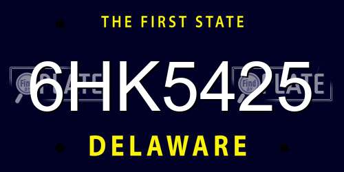 6HK5425 Delaware License Plate