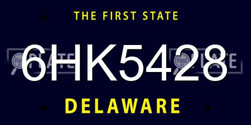 6HK5428 Delaware License Plate
