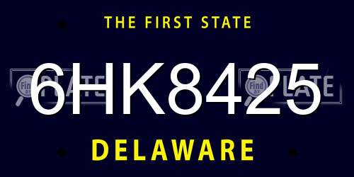 6HK8425 Delaware License Plate