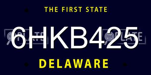 6HKB425 Delaware License Plate