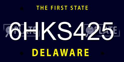 6HKS425 Delaware License Plate