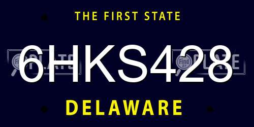 6HKS428 Delaware License Plate