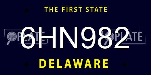 6HN982 Delaware License Plate