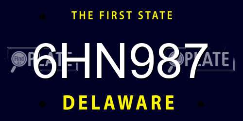 6HN987 Delaware License Plate